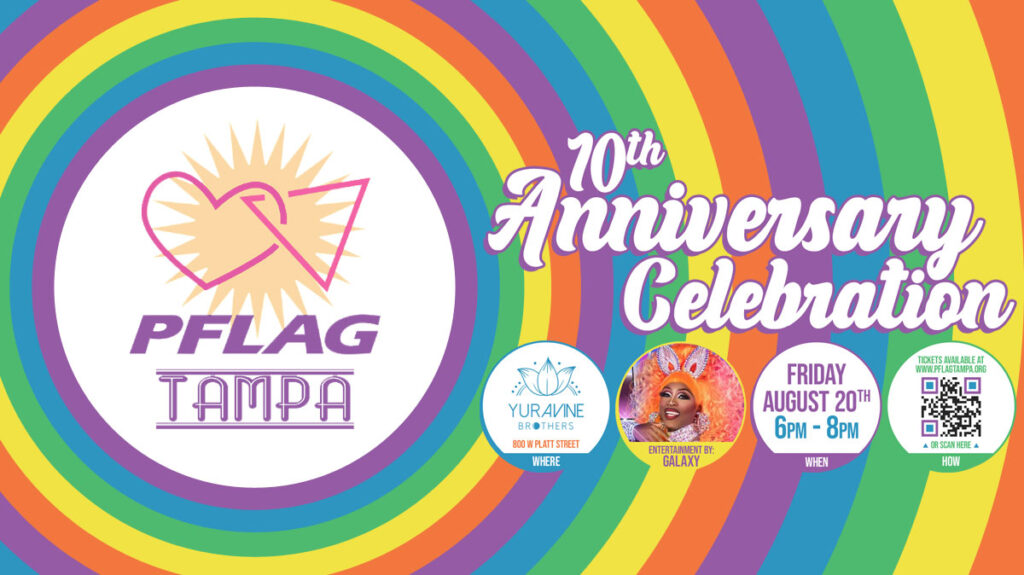 PFLAG Tampa tenth anniversary flyer