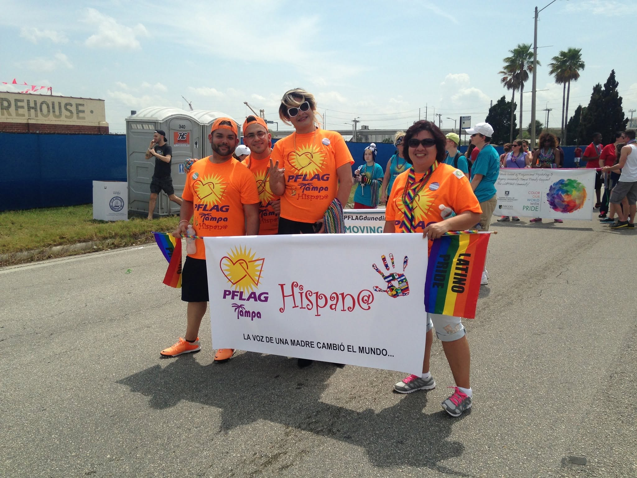 Jenny DeLeon marching with PFLAG Tampa at Tampa Pride