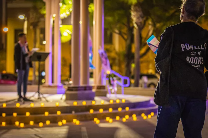 Community members gathered for PFLAG Tampa's Transgender Day of Remembrance vigil